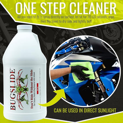 BugSlide 64 Oz Cleaner Refill for Spray Bottles & Travel Kits - All Surfaces Cleaning and Detailing Solution for Vehicle Interior and Exterior Use - Shines, Degreases, Polishes