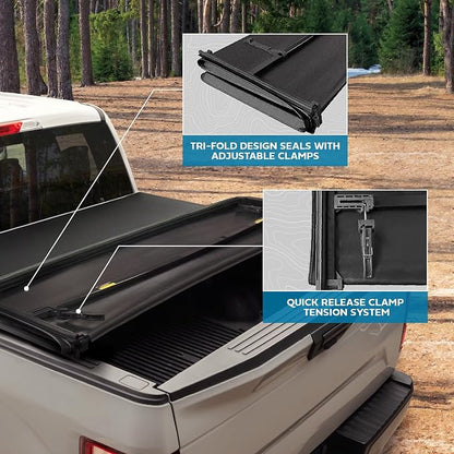 Truck Tonneau Cover for Chevy Silverado All Weather Soft Tri-Fold Truck Bed Cover for Chevrolet Silverado 1500 2019-2026 and GMC Sierra 1500 19-26 Short Bed 5.8 ft