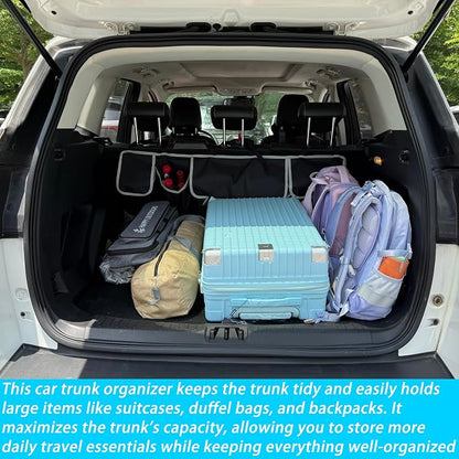 Trunk Organizer - Car Organizer, Foldable Trunk organizer for SUV/MPV/Truck, Collapsible Car Storage Bag with 4 Pockets, Black, 40.16"×11.02"