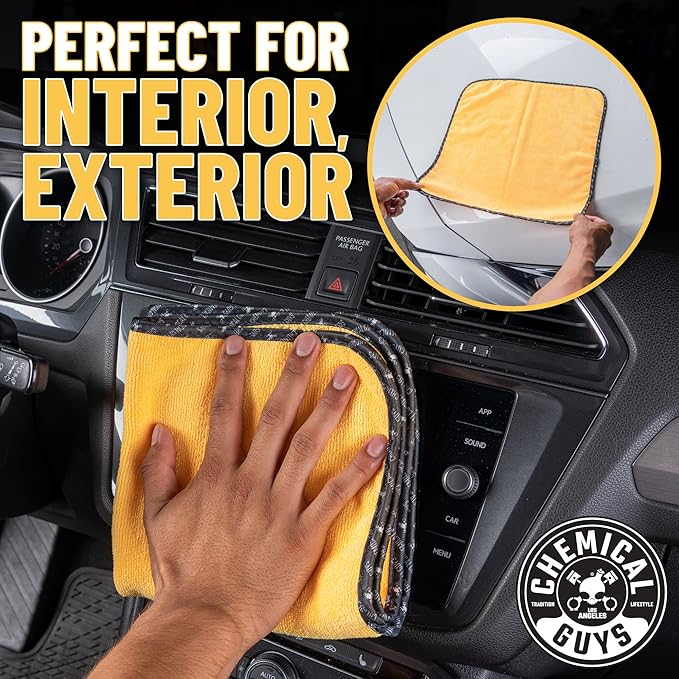 Chemical Guys Professional Grade Premium Microfiber Towels for Cars,Gold,16" x 16",Ultra-Soft and Scratch-Free Car Detailing Cloths for Trucks,Motorcycles,and More,(Pack of 6)