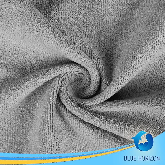Blue Horizon Microfiber Cleaning Towels, Pack of 24, Ultra Soft Plush Washcloth, All Purpose Premium Microfiber Detailing Cleaning Cloths (16" x 16", Gray)