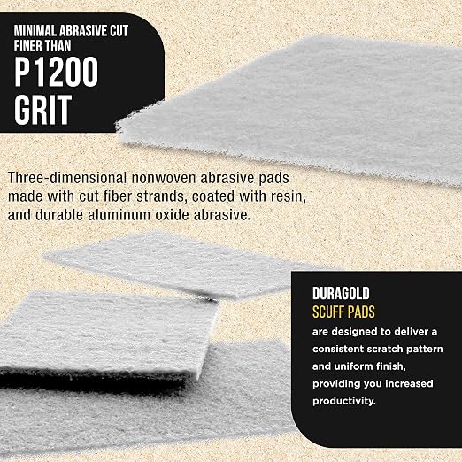 Dura-Gold Premium 6" x 9" White Light Duty Scuff Pads, Box of 10 - Final Scuffing, Scouring, Cleaning, Cleansing Surfaces, Preparation - Automotive Paint Clearcoat Blending, Auto Body, Woodworking