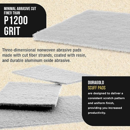 Dura-Gold Premium 6" x 9" White Light Duty Scuff Pads, Box of 10 - Final Scuffing, Scouring, Cleaning, Cleansing Surfaces, Preparation - Automotive Paint Clearcoat Blending, Auto Body, Woodworking