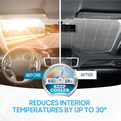 BDK Silver Glitter Car Windshield Sun Shade - Car Sun Visor Sun Shade for Windshield - Window Shades for SUV & Truck - Dash Cover Sun Protection Window Shade Accessories - 57" x 27"