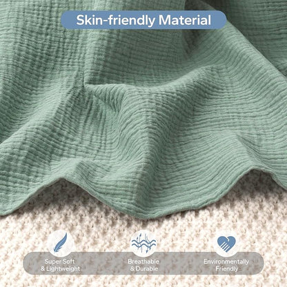 SERAPHY 100% Muslin Cotton Car Seat Cover Baby, Universal Carseat Covers, Breathable Baby Car Seat Canopy for Boys Girls, Soft Infant Car Seat Cover for Summer —Green