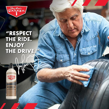 Jay Leno's Garage Car Leather Conditioner and Auto Leather Care - Professional Leather Conditioner for Car Seats, Nourishes Protects & Restores, Lanolin & Beeswax Formula, Non-Greasy Finish (16 oz)