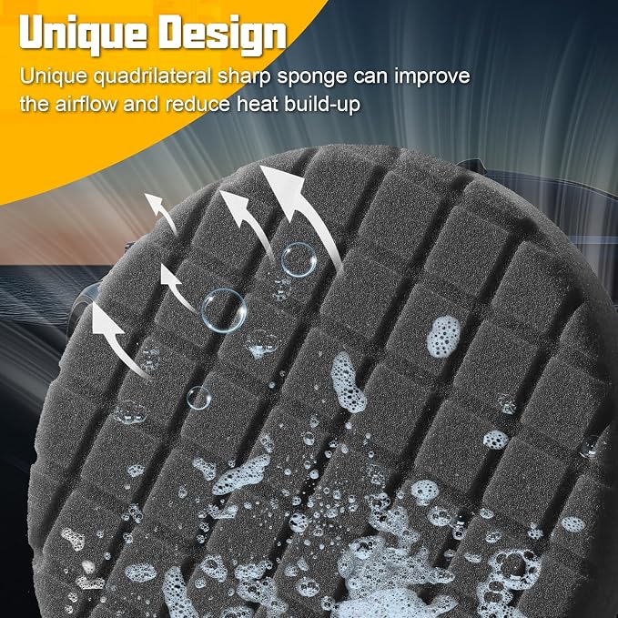 3Pcs Polishing Pad, 6 Inch Buffing Pads, Reusable & Washable Buffing Sponge Pads for Car Buffer Polisher Compounding, Waxing Pads (Black T50)
