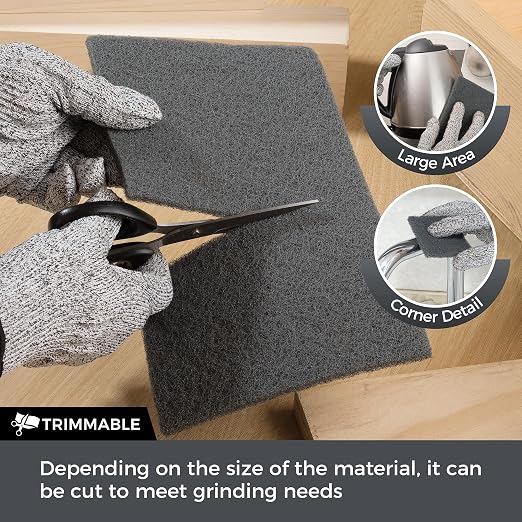 S SATC 6" x 9" Gray General Purpose Scuff Pads,10 Pack Automotive Pads for Scuffing,Scouring,Sanding,Paint Primer Prep Adhesion Scratch for Woodworking,Automotive Restoration
