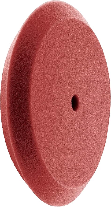 HI-Buff 8" Foam Buffing Pads, Fits 7" Backer, Polishing Pad, Slant Design, Hook & Loop Backing (Burgundy Medium Cut)