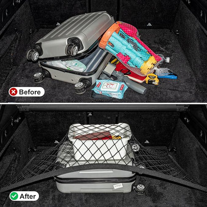 Elastic Cargo Net for SUV, Car Trunk Net Organizer with ABS Hook Storage Mesh Cargo Nets 27.5 x 19.6 inches for Truck Bed Tailgate Netting Accessories