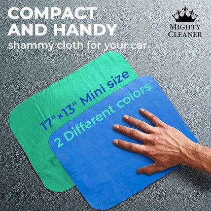 Premium 2pk Mini +1 Free Shammy Cloth for Car Drying - 17”x13” - Super Absorbent Chamois Towel for Car - Scratch-Free, Reusable & Soft Cleaning Towel