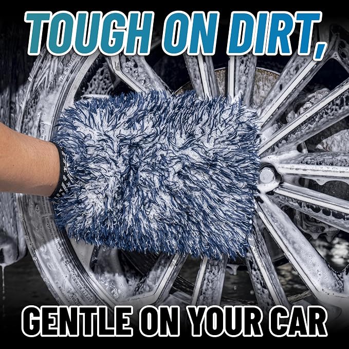 Chemical Guys, The Dually, Dual-Fiber, Wet-Dry Use, Microfiber Wash Mitt, (Car Wash Mitt Great for Car, Truck, SUV, RV, & More) Dark Blue + White, (2 Pack) MIC51702