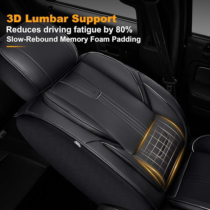 IKABEVEM for Ford F150 2009-2024 2025 2026 Seat Covers & F250 F350 F450 2017-2025 2026 Seat Protectors with Waterproof Leather(Full Set, Black)