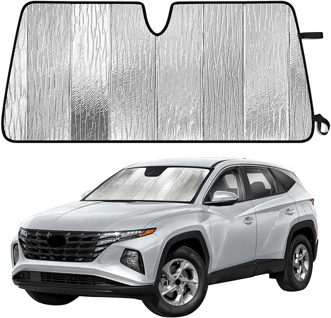 EcoNour Accordion Foldable Windshield Sun Shade Fit for Hyundai Tucson 2022-2024 2025 2026 Sunshade, Front Car Window Shades Sun Visor, Blocks UV Rays & Heat, Car Accessories