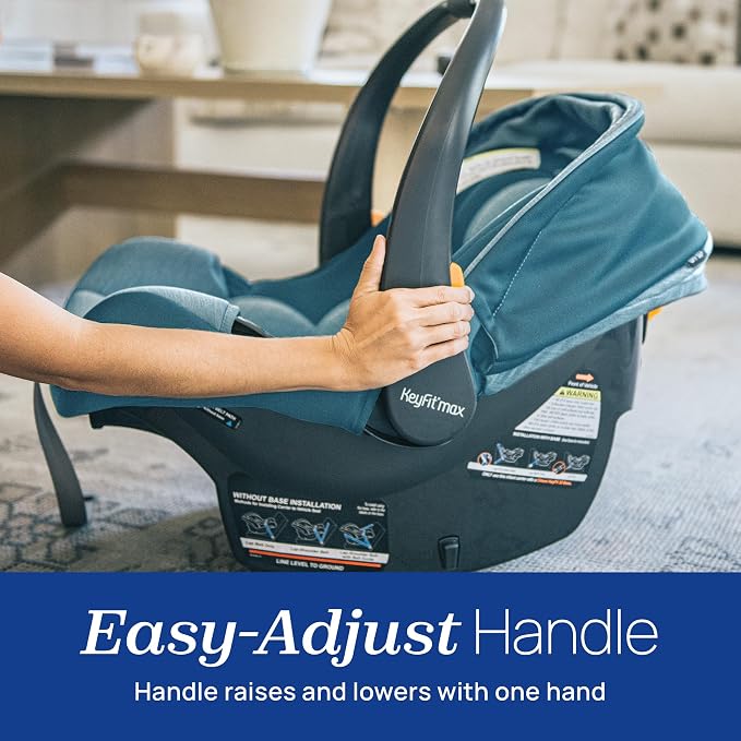 Chicco KeyFit Max Zip ClearLux Infant Car Seat and Base, Rear-Facing Seat for Infants 4-30 lbs., Zip-Open Privacy Shield, Compatible with Chicco Strollers, Baby Travel Gear | Midori/Blue