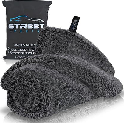 Car Drying Towel 24"x36" 1400GSM Edgeless Microfiber Towel, Ultra-Absorbent Auto Detailing Towel with Twisted-Loop Fiber Design, Streak Free, Lint Free Drying for Cars, SUVs, & Trucks
