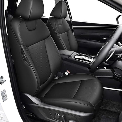 TTX LIGHTING Custom Fit Seat Covers for Hyundai Tucson 2022 2023 2024 Hybrid -Faux Leather Full Set Compatible Airbag Car Seat Protector Black（Just for Hybrid ONLY