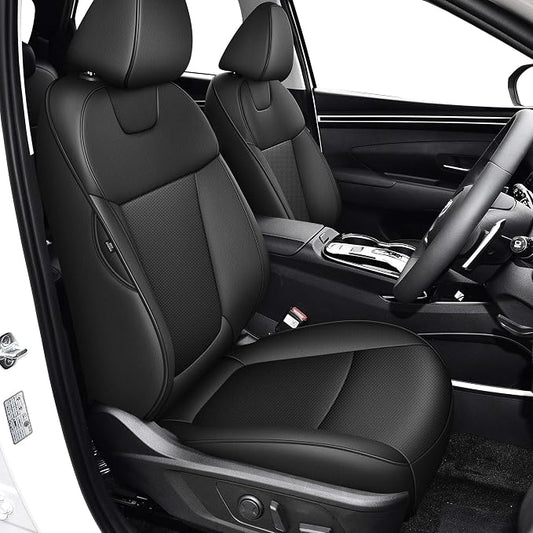 TTX LIGHTING Custom Fit Seat Covers for Hyundai Tucson 2022 2023 2024 Hybrid -Faux Leather Full Set Compatible Airbag Car Seat Protector Black（Just for Hybrid ONLY