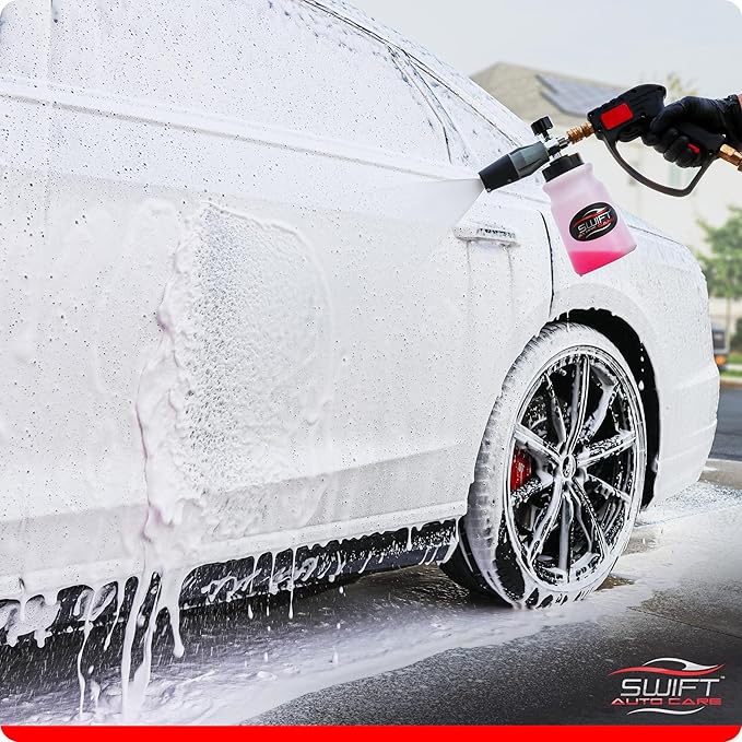 Swift Eco Foam Cannon for Pressure Washer Car Wash Foam Gun Sprayer | ¼ Inch Quick Connect | Extra Thick Snow Foam for Detailing | Holds 1 Liter of Soap!