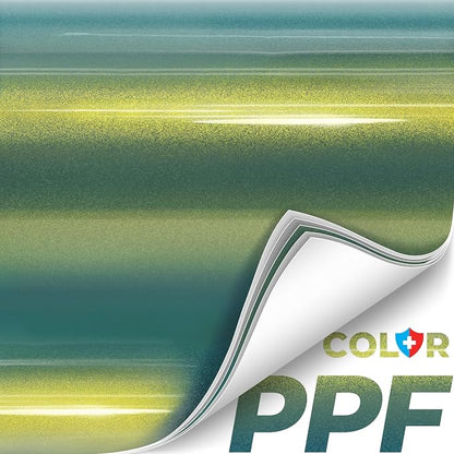 ColorFusion PPF by VViViD, Gloss Flip Thunder Green Dry Apply PPF Vinyl Car Wrap Roll 1.3ft x 5ft