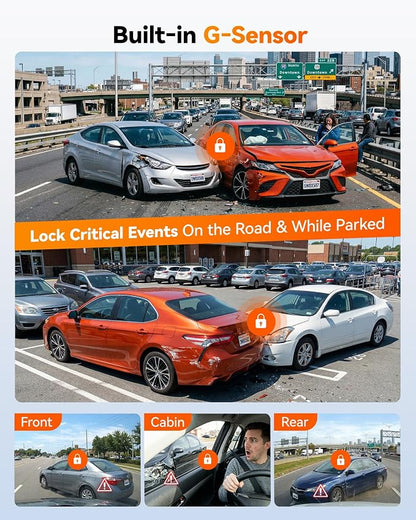WOLFBOX X5 3 Channel 4K HDR Dash Cam, STARVIS 2 IMX678 8MP Night Vision, 4K+2.5K+1080P Front and Rear Inside Car Camera GPS, Support Voice Control,Touch Screen and 5.8GHz WiFi (Card Not Included)