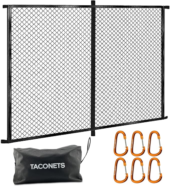 TacoNets Upgraded Highly Elastic Cargo Net, USA Company, Simple Truck Bed Cargo Mesh Organizer, Suitable for Light Loads, Heavy Duty Carabiners, 4'x4'