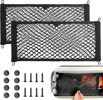 RED WOLF Universal Cargo Net Pocket Elastic Netting Car Mesh Pouch for Trunk RV Boats Home Cargo Storage with Screws and Hooks (21.7'' x 9.8'')