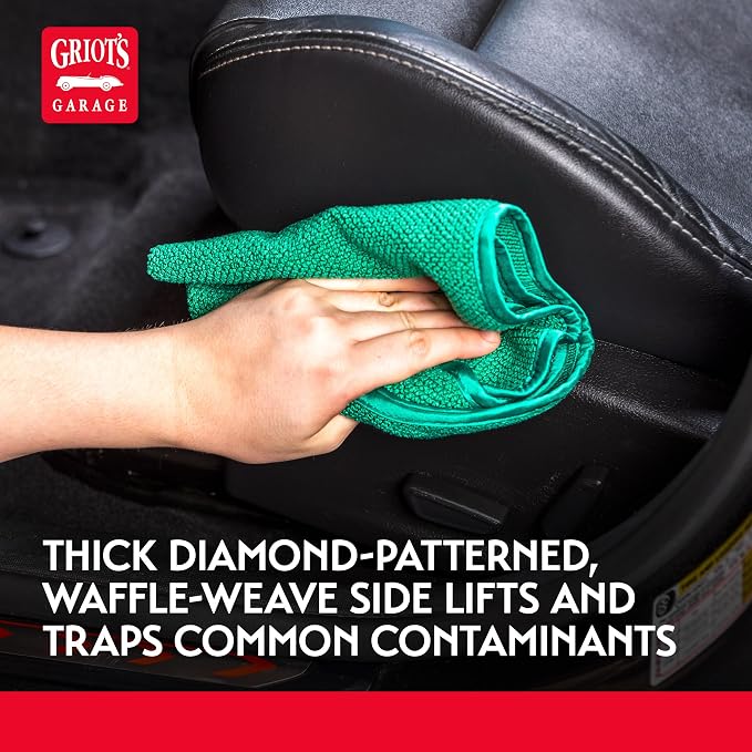 Griot's Garage Dual Weave Interior Towels for Car Detailing, Cleaning, and Polishing, Ultra-Absorbent, Scratch and Lint-Free, 16” x 16”, Set of 3, 10282