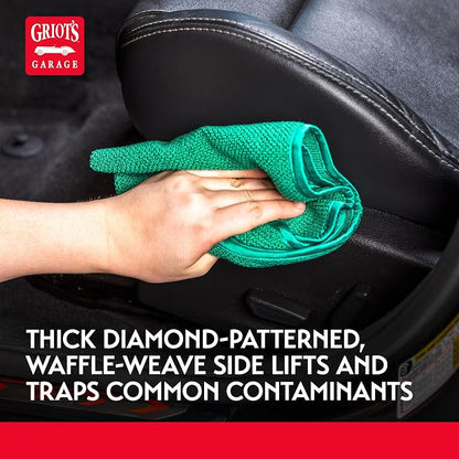 Griot's Garage Dual Weave Interior Towels for Car Detailing, Cleaning, and Polishing, Ultra-Absorbent, Scratch and Lint-Free, 16” x 16”, Set of 3, 10282