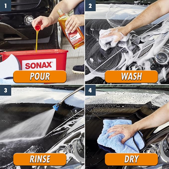 SONAX Car Wash Shampoo Concentrate 314500 | High-Foaming pH-Neutral Formula for Effective Cleaning | Safe on All Paint Wax Sealants & Coatings | Removes Dirt Grime and Road Film | 5L