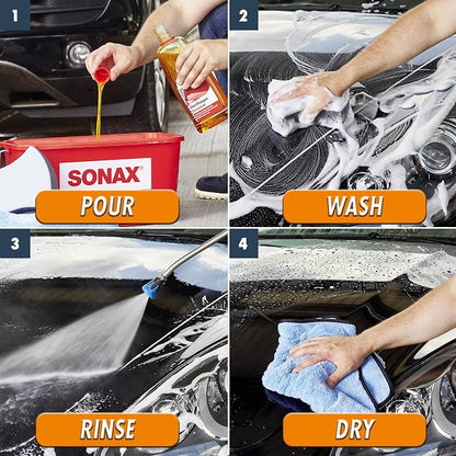 SONAX Car Wash Shampoo Concentrate 314500 | High-Foaming pH-Neutral Formula for Effective Cleaning | Safe on All Paint Wax Sealants & Coatings | Removes Dirt Grime and Road Film | 5L