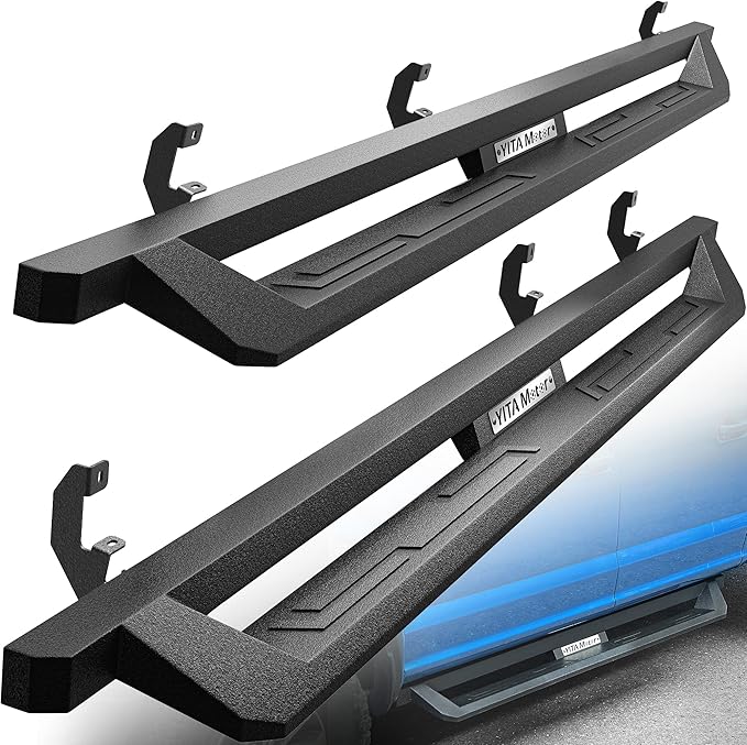 YITAMOTOR Drop Side Steps Compatible with 2019-2026 Chevy Silverado/GMC Sierra 1500, 2020-2026 Silverado/Sierra 2500HD 3500HD Crew Cab, Off-Road Running Boards, Black Powder Coated Nerf Bars