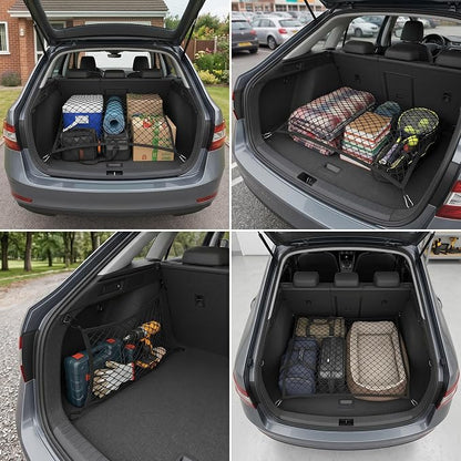 Cargo Net for SUV with Hooks, Adjustable Highly Elastic Storage Organizer Net for Car, Pickup Trucks,Mesh Organizer 3.3'x2' Stretches to 6'x4', Black