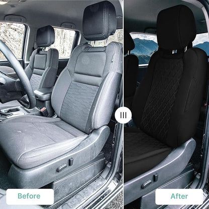 FH Group Custom Fit Car Seat Covers Specifically Made for 2022-2026 Nissan Frontier, Full Set Black Ultraflex Neoprene Waterproof Automotive Seat Covers for Pickup Truck, Nissan Accessories