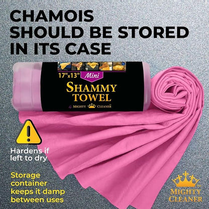 Premium 2pk Mini +1 Free Shammy Cloth for Car Drying - 17”x13” - Super Absorbent Chamois Towel for Car - Scratch-Free, Reusable & Soft Cleaning Towel