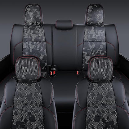 Carlimeki Leather Seat Covers Custom Fit for Tacoma Gen 4th (2024-2026) Double Cab, for SR, SR5, TRD PreRunner, TRD Sport, TRD Off-Road, Limited, Trailhunter - Armrest Covers Included - Fully Covered