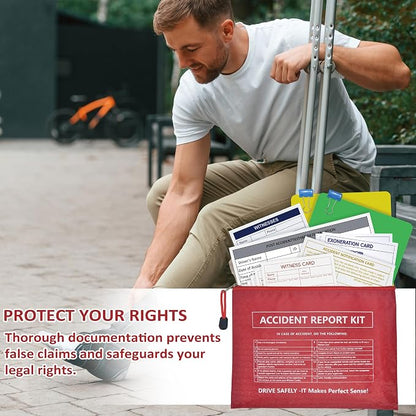 1 Pack Waterproof Vehicle Accident Report Kit in Vinyl Pouch 6.9 * 9.3inch Car Accident Kit Driver's Vehicle Inspection Report Helps Drivers Collect Organize and Report Vehicle Accident Information