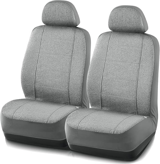 Road Comforts Car Seat Covers for Front Seat, Low Back Heavy Duty Breathable Flax Seat Protector, Airbag, Not Seat Belt Compatible, Washable Seat Cover Fits for Most Cars, Trucks, SUVs, Vans Gray