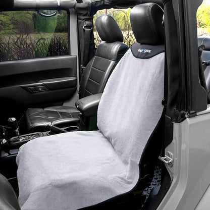 HAPPEGEAR Happeseat Waterproof Car Seat Cover & Protector – Universal Fit Car Seat Towel Cover – Non-Slip Backing, Easy Install & Storage, Machine Washable, Fits Front & Back, Silver