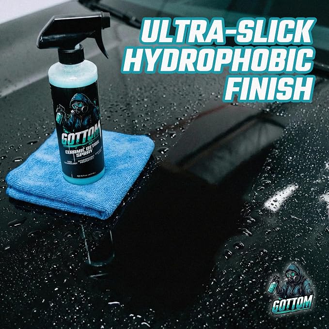 Gottom - Ceramic Detail Spray - 128 oz - SiO2 Hydrophobic Deep Shine Ultra Gloss Top Coat Detailer to Enhance, Extend & Protect - Scented with Midnight Ice
