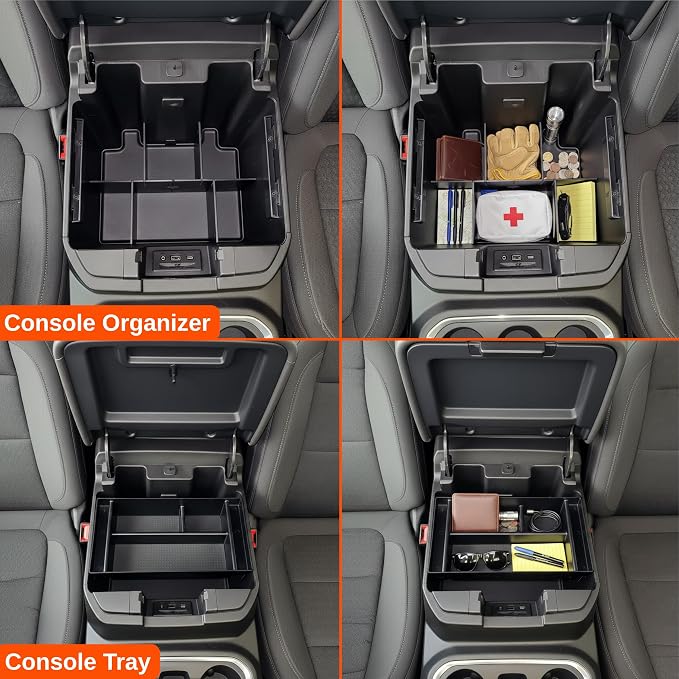 Vehicle OCD Center Console Divider & Tray Organizer for Chevy Silverado 1500 / GMC Sierra 1500 (2019-2021) & 2500/3500 HD (2020-2023) (Full Console w/Bucket Seats ONLY) - Made in USA - SLX506