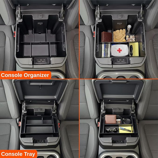 Vehicle OCD Center Console Divider & Tray Organizer for Chevy Silverado 1500 / GMC Sierra 1500 (2019-2021) & 2500/3500 HD (2020-2023) (Full Console w/Bucket Seats ONLY) - Made in USA - SLX506