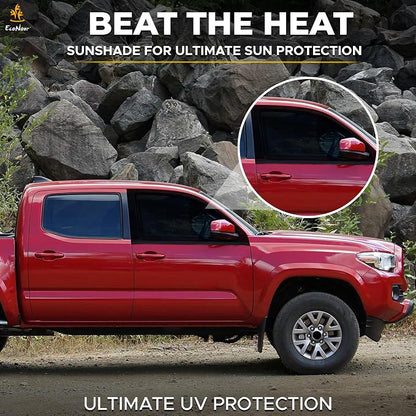 EcoNour Car Front Side Window Sun Shades Compatible for Toyota Tacoma | 2Pack Breathable Super Stretchy Mesh Sun Shade | Heat Block UV Protection Car Window Screen Covers | Mosquito Net Curtains