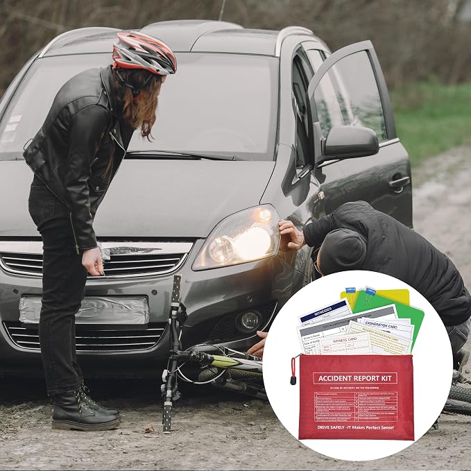1 Pack Waterproof Vehicle Accident Report Kit in Vinyl Pouch 6.9 * 9.3inch Car Accident Kit Driver's Vehicle Inspection Report Helps Drivers Collect Organize and Report Vehicle Accident Information