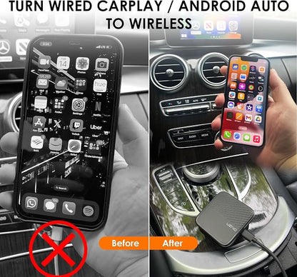 CPW32 Wireless CarPlay Android Auto Adapter for iPhone iOS 10+ and Android 11+ Plug & Play, Auto Connect