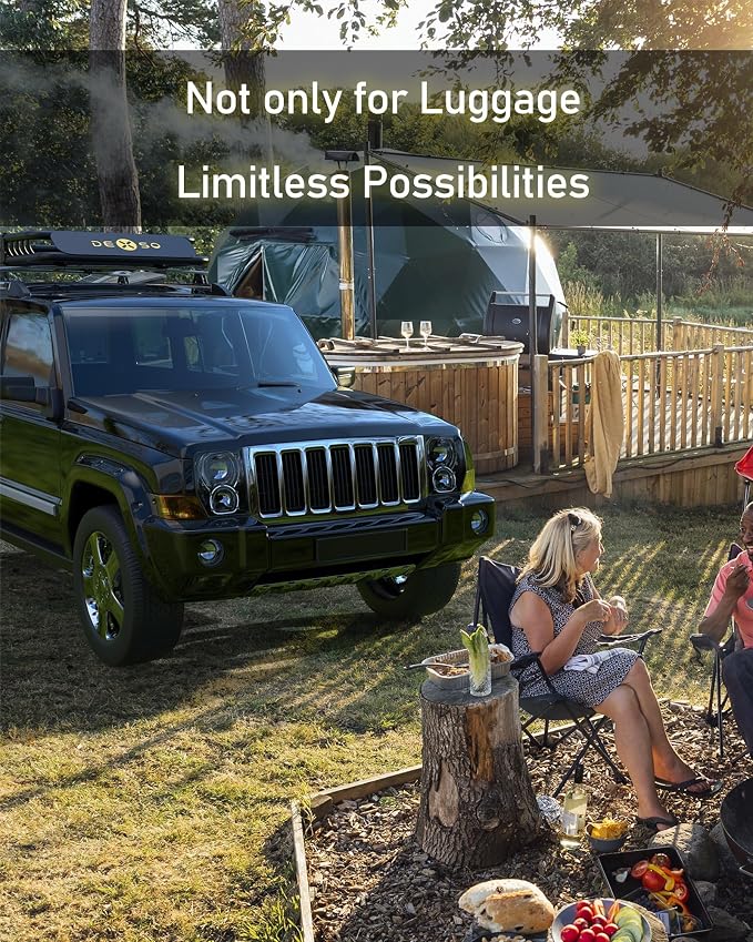 DEXSO Universal Roof Rack Basket, 64" x 39" Rooftop Cargo Carrier Basket, 200 Lbs Capacity Car Cargo Rack, Heavy Duty Luggage Rack for SUVs, Trucks, Vehicles