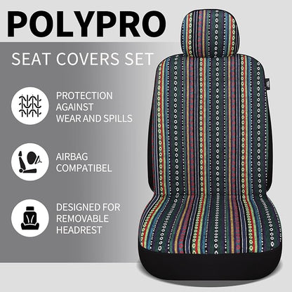 HAIYAOTIMES Baja Saddle Blanket Car Seat Covers Full Set with Seat Belt Pads, Washable Breathable Seat Covers for Cars, Universal Fit Interior Covers for Most Cars, Airbag Compatible, Red/Blue