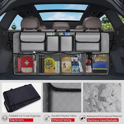 Car Trunk Organizer and Storage, Large Capacity Backseat Hanging Storage Accessories, Backseat Car Organizer for SUV/MPV/Truck (Grey)
