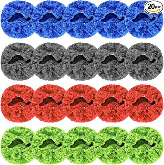 wuyaoyao 20PCS Car Windshield Cleaning Tool Bonnets, Microfiber Cleaning Cloth for Windshield Cleaning Tool, Replaced Car Care Microfiber Windshield Cleaner Cloths Pad, Fits 3" Plate (20PCS)