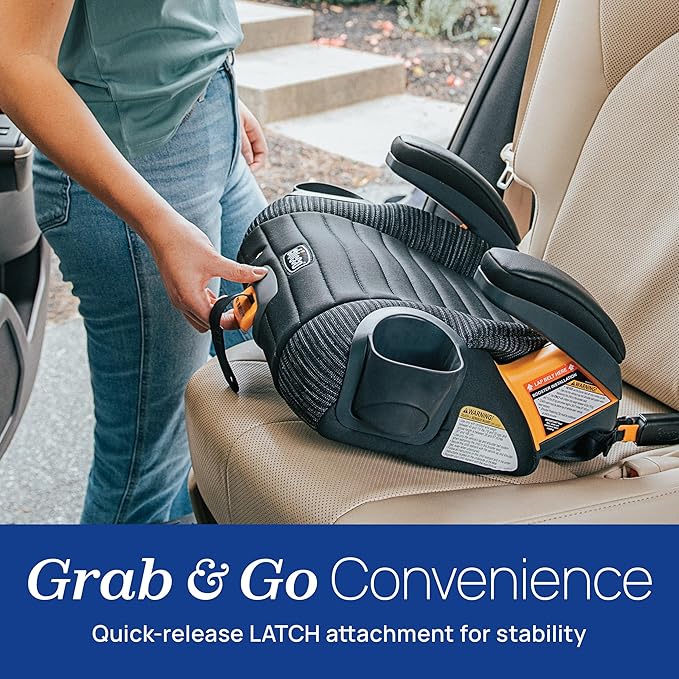 Chicco GoFit ClearTex Plus Backless Booster Car Seat, Latch Attachment, Quick-Release Latch Removal, Portable Car Booster Seat for Children at Least 4 Years Old and 40-110 lbs, Sunset/Purple
